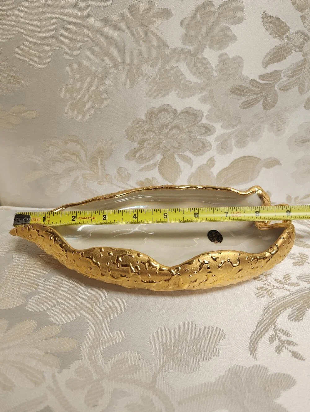 Vintage Mid Century Weeping Leaf Candy Dish & Sweyte Pottery Planter 22k Gold